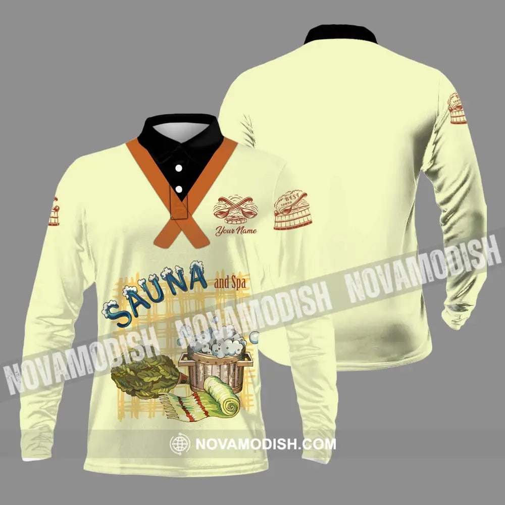 Unisex Shirt - Custom Name Shirt Best Sauna And Spa Long Sleeve Polo / S T-shirt