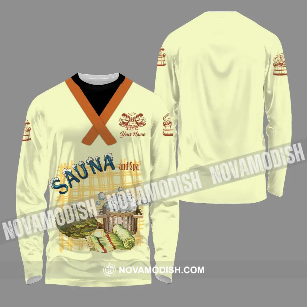Unisex Shirt - Custom Name Shirt Best Sauna And Spa Long Sleeve Shirt / S T-shirt