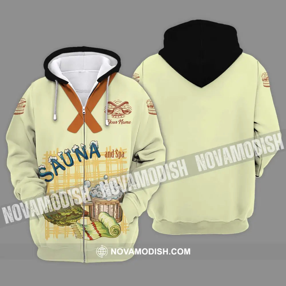 Unisex Shirt - Custom Name Shirt Best Sauna And Spa Zipper Hoodie / S T-shirt