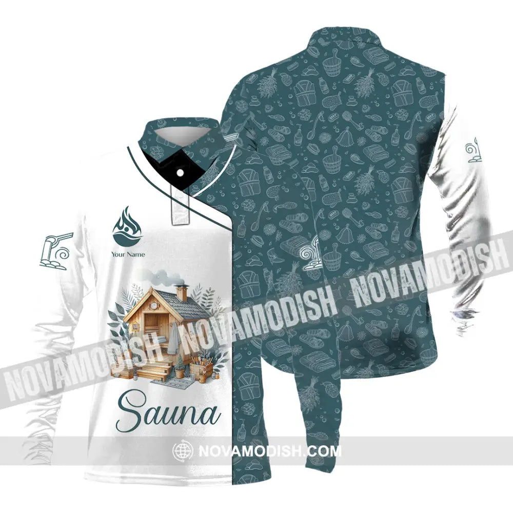 Unisex Shirt - Custom Name Shirt Best Sauna House Long Sleeve Polo / S T-shirt