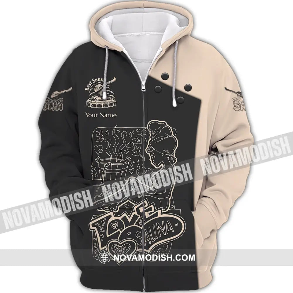 Unisex Shirt - Custom Name Shirt Best Sauna Lover Zipper Hoodie / S T-shirt