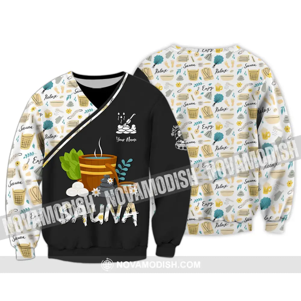 Unisex Shirt - Custom Name Shirt Best Sauna Relax Long Sleeve / S T-shirt