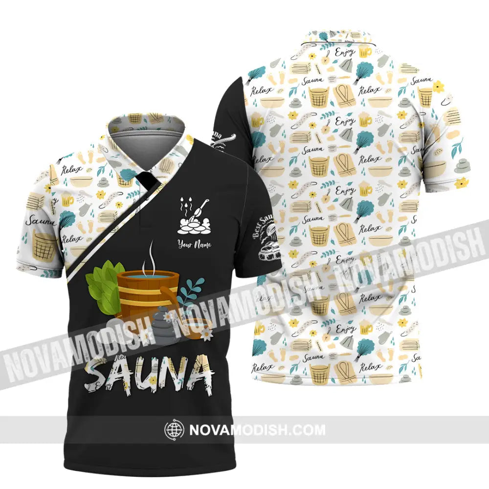 Unisex Shirt - Custom Name Shirt Best Sauna Relax Polo Shirt / S T-shirt