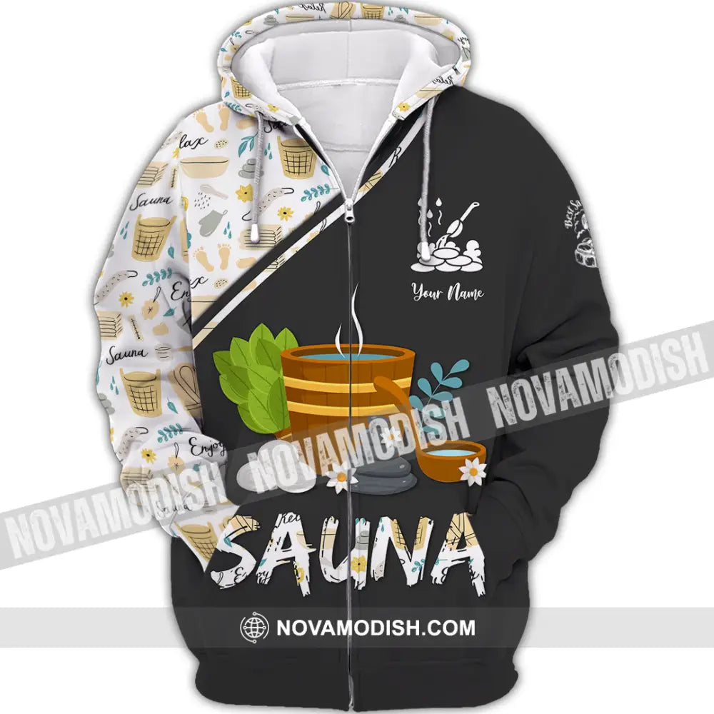 Unisex Shirt - Custom Name Shirt Best Sauna Relax Zipper Hoodie / S T-shirt