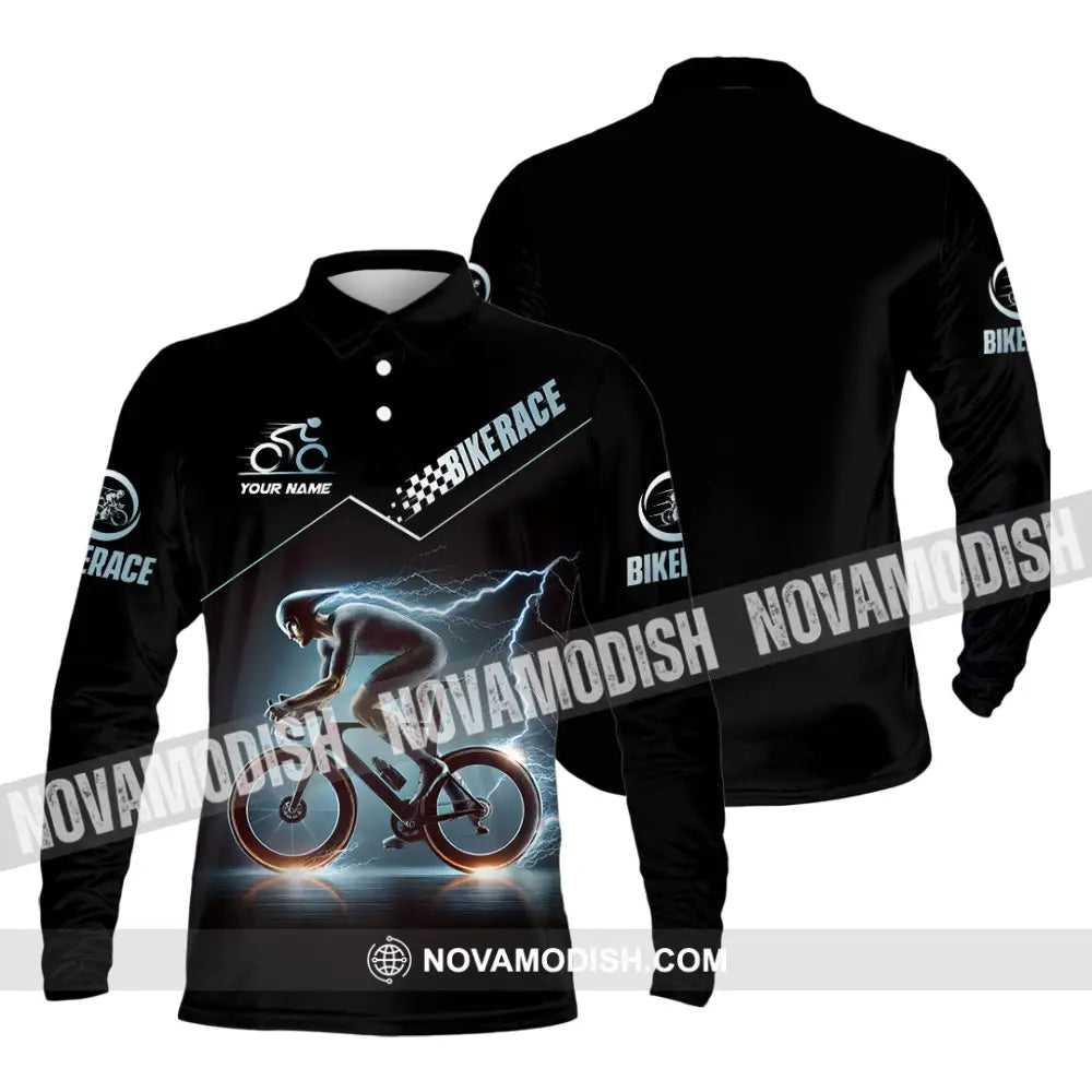 Unisex Shirt Custom Name Bike Race Polo Long Sleeve / S T-Shirt