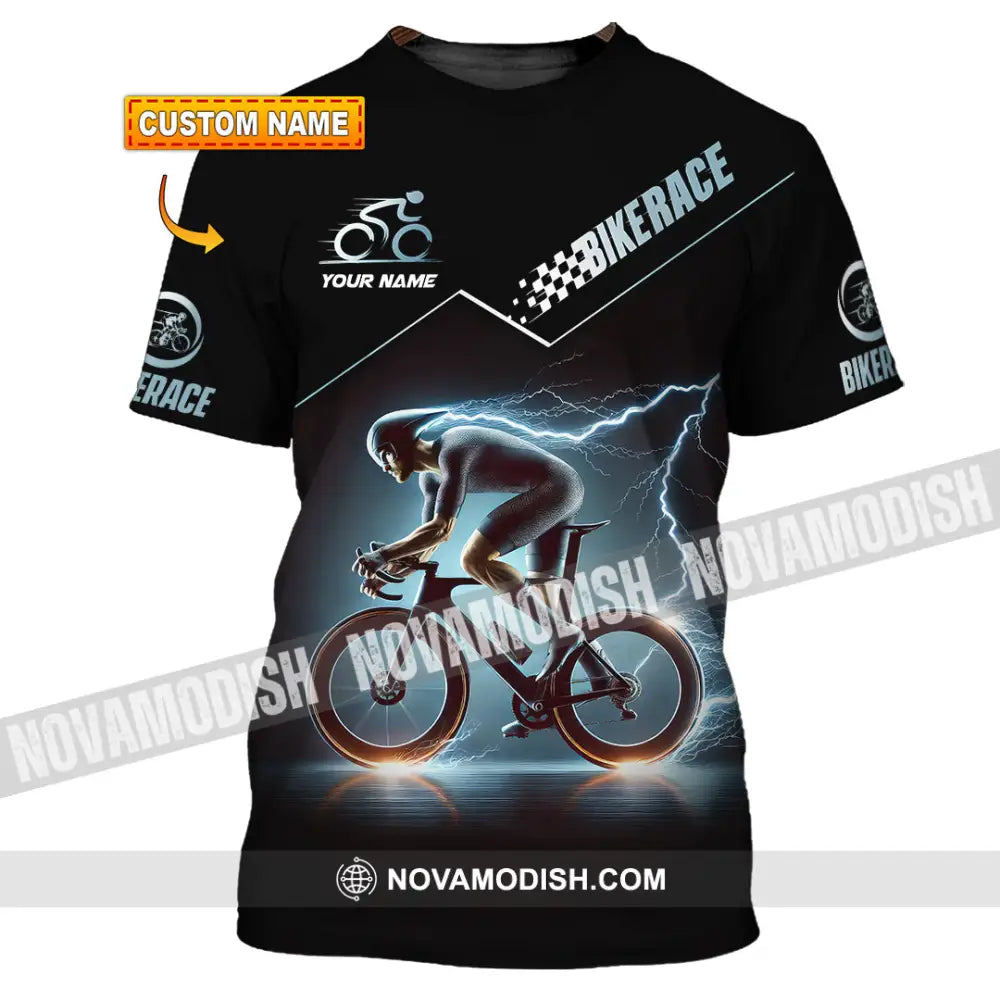 Unisex Shirt Custom Name Bike Race Polo Long Sleeve T-Shirt