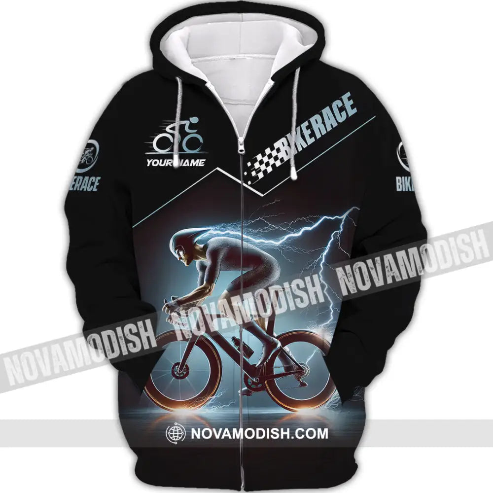 Unisex Shirt Custom Name Bike Race Polo Long Sleeve Zipper Hoodie / S T-Shirt