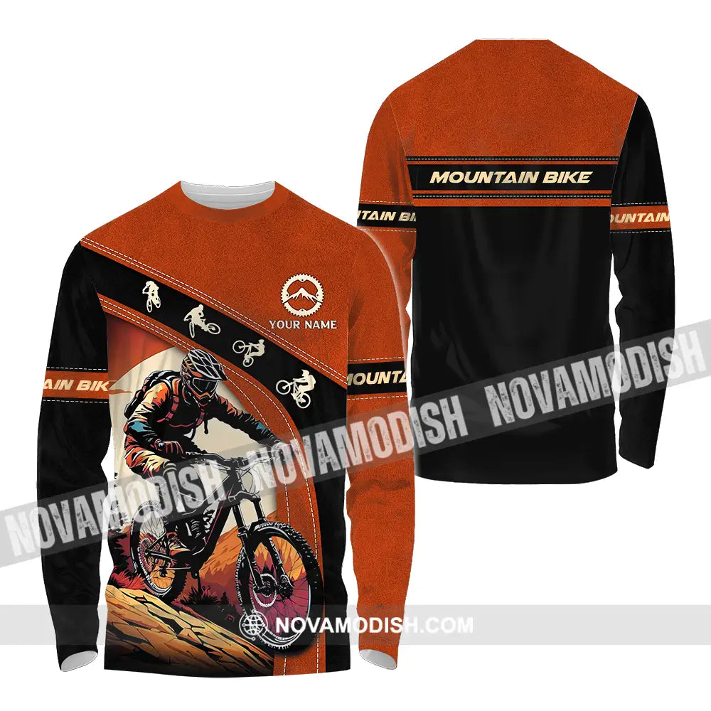 Unisex Shirt - Custom Name Biker Shirt For Mountain Bike Player Long Sleeve Shirt / S T-shirt
