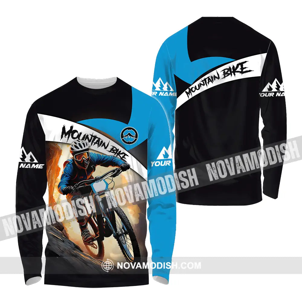 Unisex Shirt - Custom Name Biker Shirt For Mountain Bike Player Racing Long Sleeve Shirt / S T-shirt