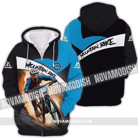 Unisex Shirt - Custom Name Biker Shirt For Mountain Bike Player Racing Zipper Hoodie / S T-shirt