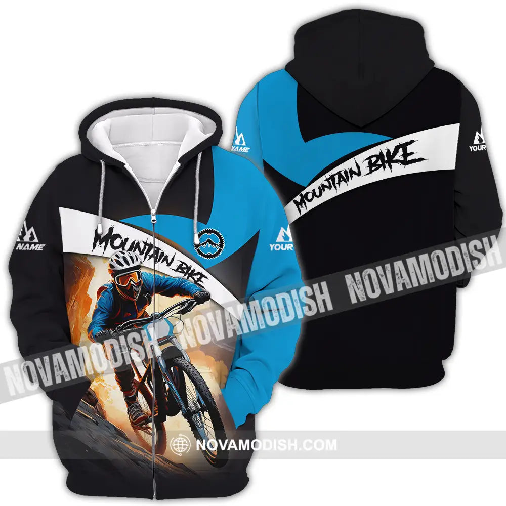 Unisex Shirt - Custom Name Biker Shirt For Mountain Bike Player Racing Zipper Hoodie / S T-shirt