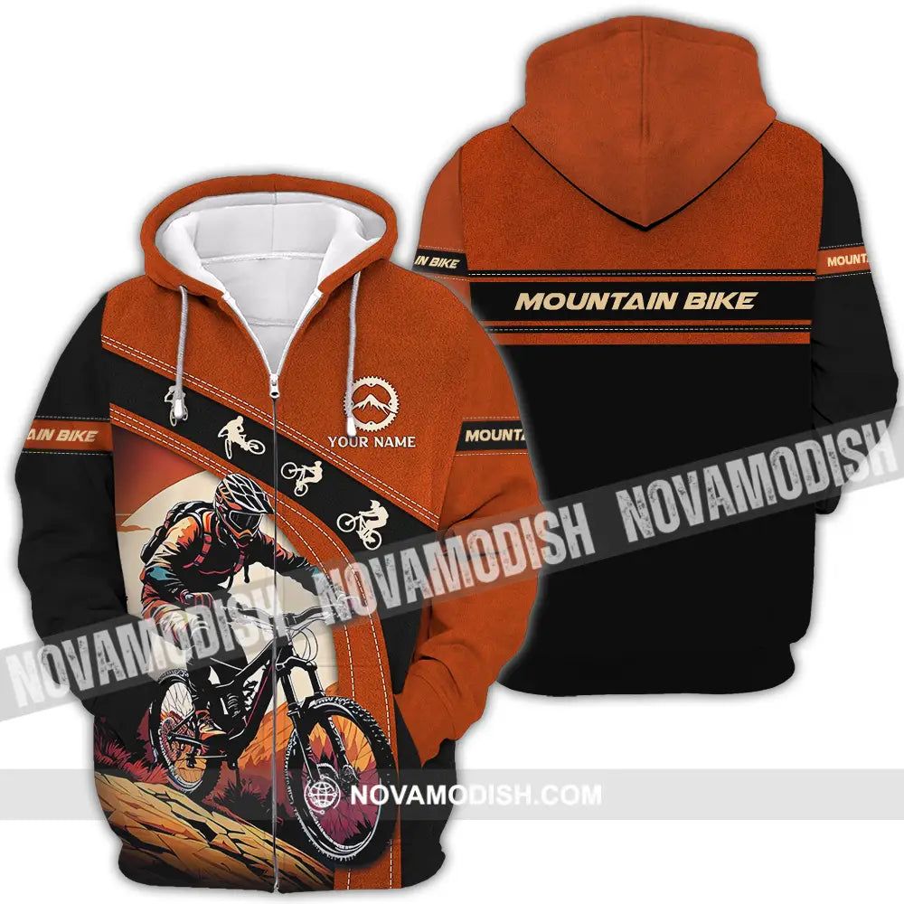 Unisex Shirt - Custom Name Biker Shirt For Mountain Bike Player Zipper Hoodie / S T-shirt
