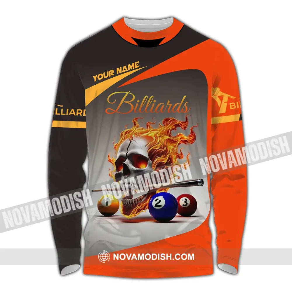 Unisex Shirt Custom Name Billiard Gift Long Sleeve / S T-Shirt