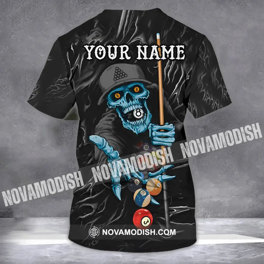 Unisex Shirt - Custom Name Billiards T-Shirt - Billiards Skull - Billiards Clothing T-shirt
