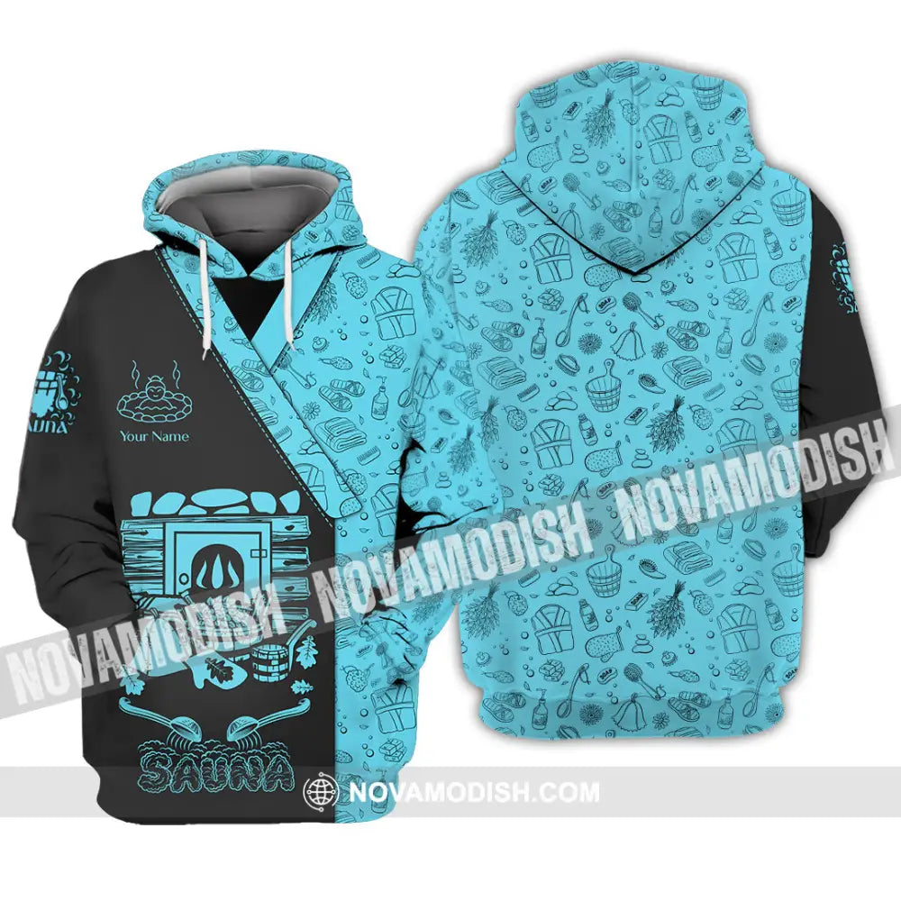 Unisex Shirt - Custom Name Shirt Black Blue Sauna Hoodie / S T-shirt