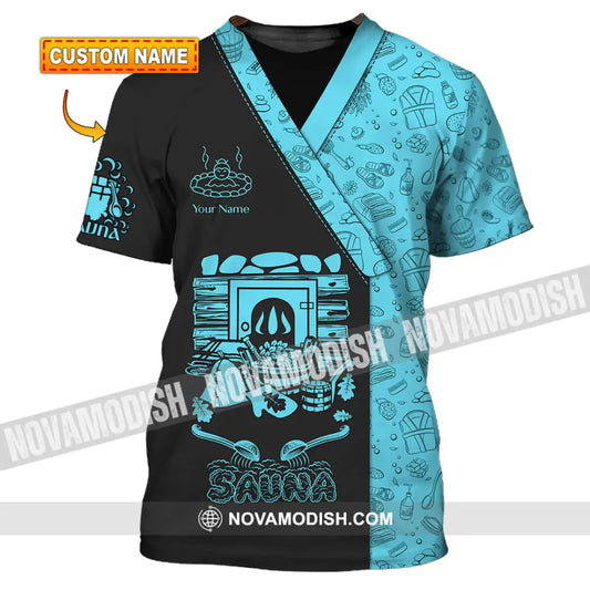 Unisex Shirt - Custom Name Shirt Black Blue Sauna T-shirt