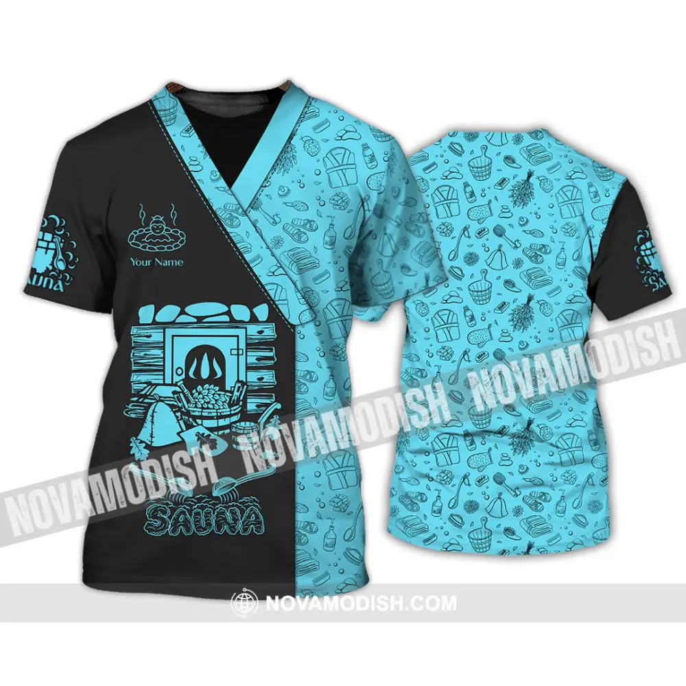 Unisex Shirt - Custom Name Shirt Black Blue Sauna T-Shirt / S T-shirt