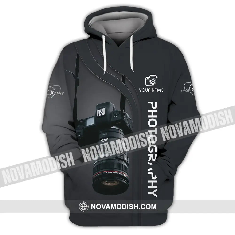 Unisex Shirt - Custom Name Black Shirt - Camera Photographer Shirt Hoodie / S T-shirt