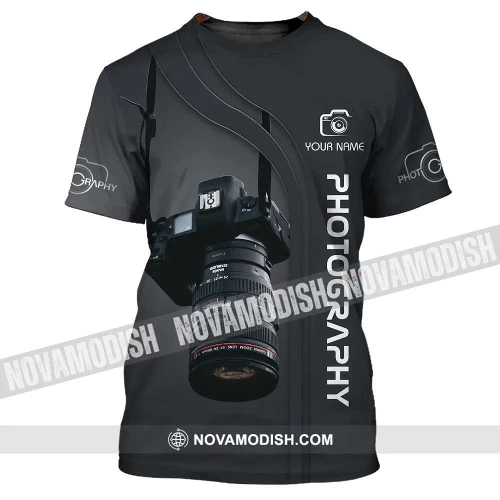 Unisex Shirt - Custom Name Black Shirt - Camera Photographer Shirt T-Shirt / S T-shirt