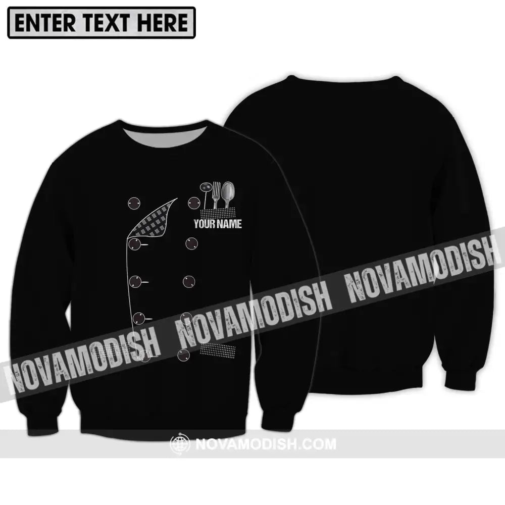 Unisex Shirt - Custom Name Black Chef Shirt Long Sleeve / S T-shirt
