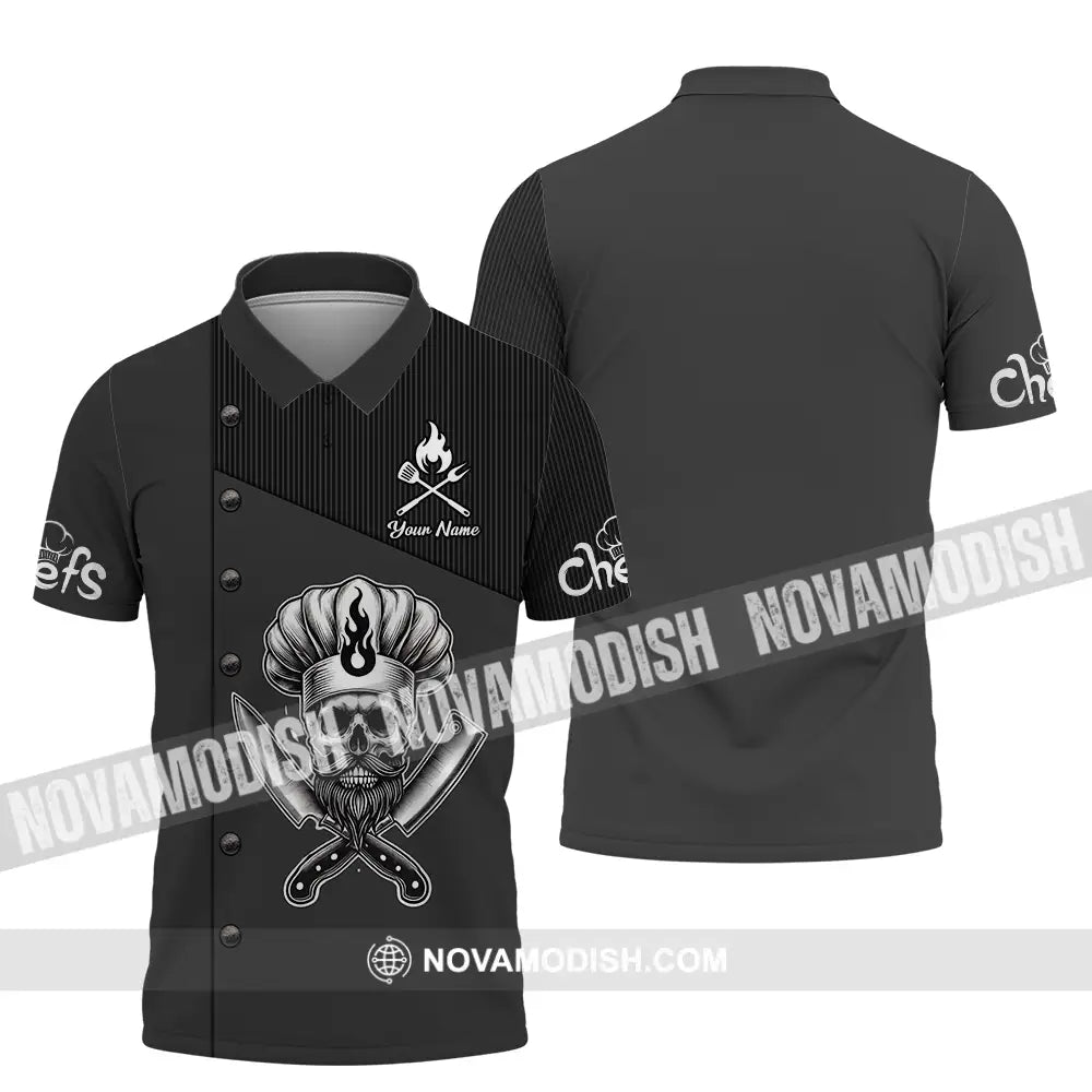 Unisex Shirt - Custom Name Black Chef Shirt Polo Shirt / S T-shirt