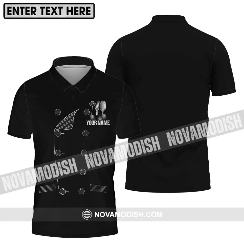 Unisex Shirt - Custom Name Black Chef Shirt Polo Shirt / S T-shirt