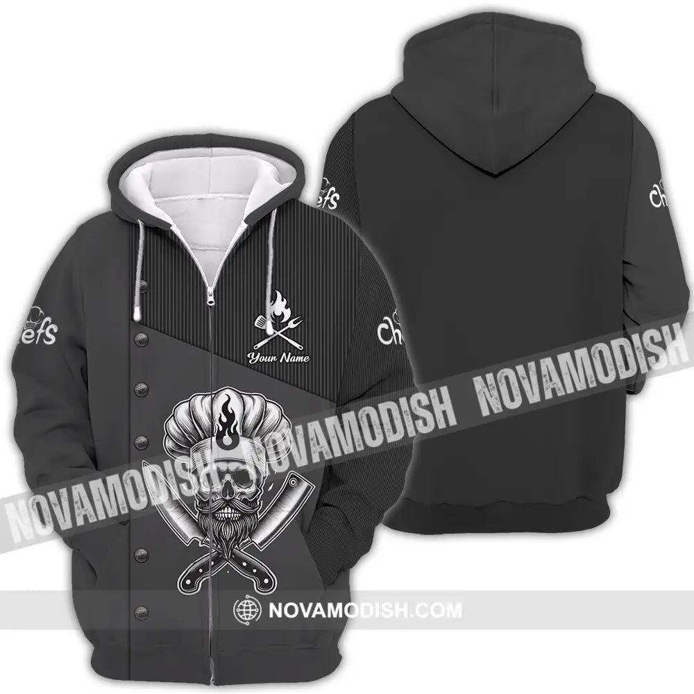 Unisex Shirt - Custom Name Black Chef Shirt Zipper Hoodie / S T-shirt