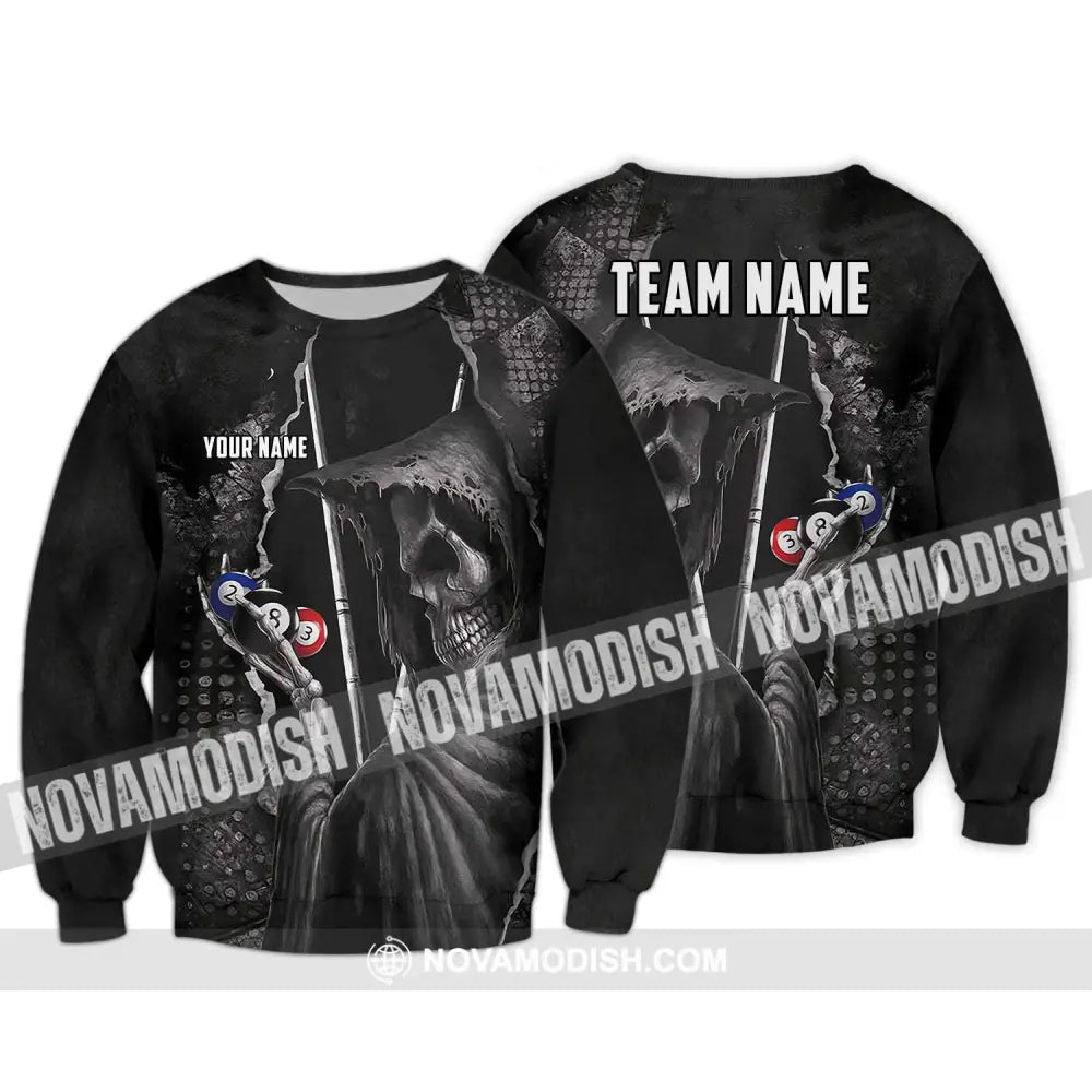 Unisex Shirt - Custom Name Black Death Sport Shirt Billiard Long Sleeve / S T-shirt