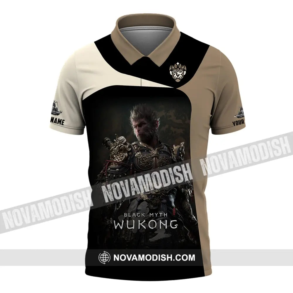 Unisex Shirt Custom Name Black Myth Wukong Polo Long Sleeve Gift For Game Lover / S T-Shirt