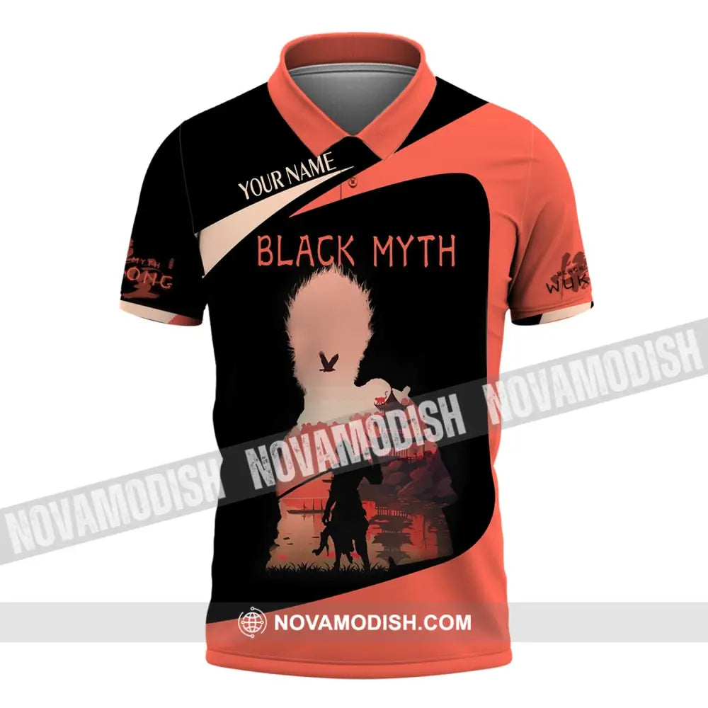 Unisex Shirt Custom Name Black Myth Wukong Polo Long Sleeve Gift For Game Lover / S T-Shirt