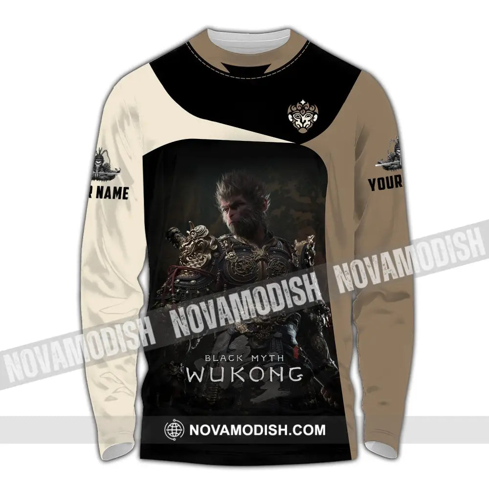 Unisex Shirt Custom Name Black Myth Wukong Polo Long Sleeve Gift For Game Lover / S T-Shirt