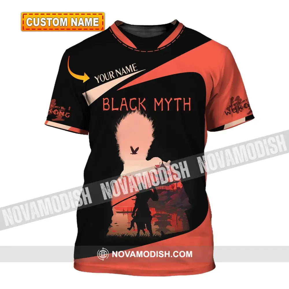 Unisex Shirt Custom Name Black Myth Wukong Polo Long Sleeve Gift For Game Lover T-Shirt