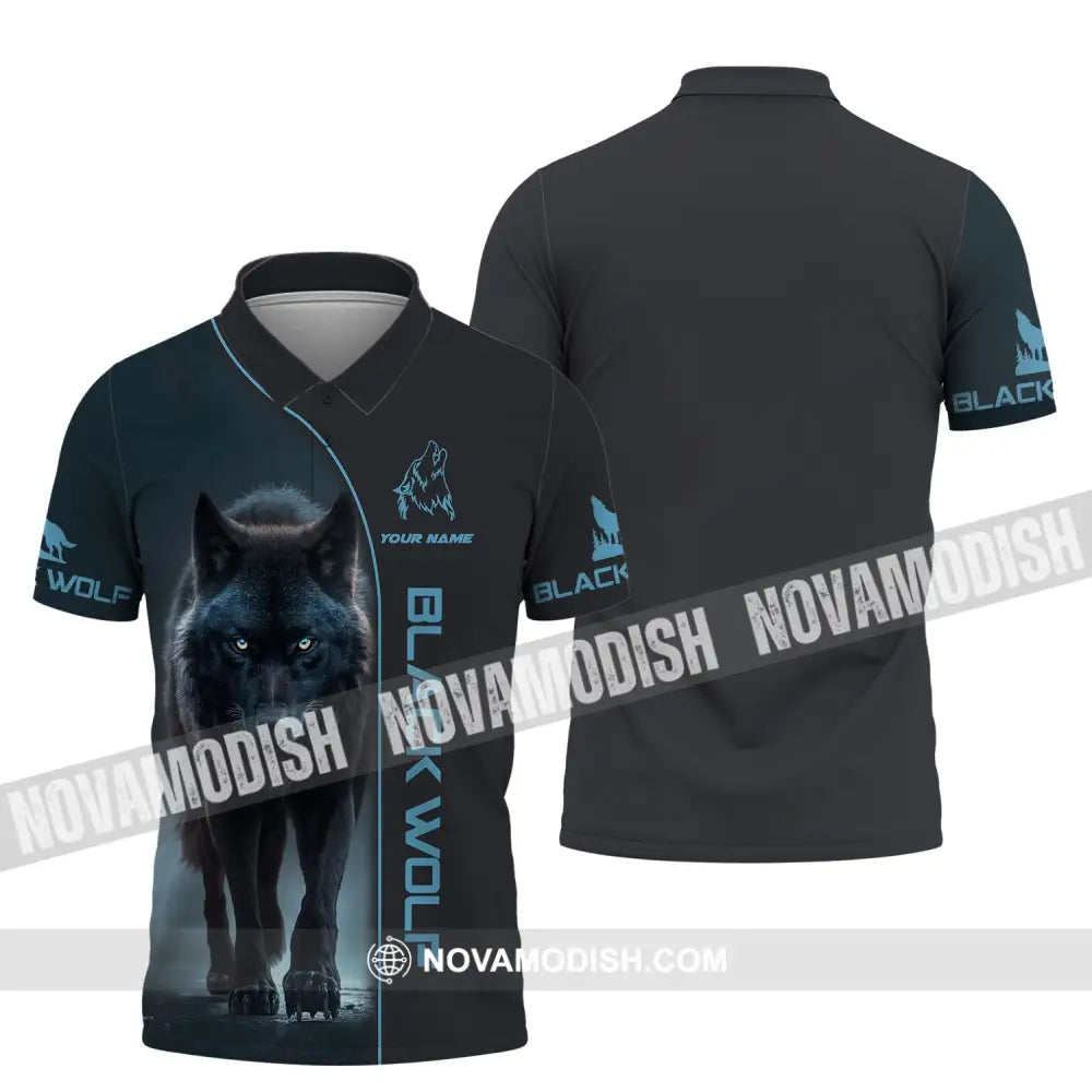 Unisex Shirt - Custom Name Shirt - Black Wolf Shirt - Black Wolf Name Polo Shirt / S T-shirt