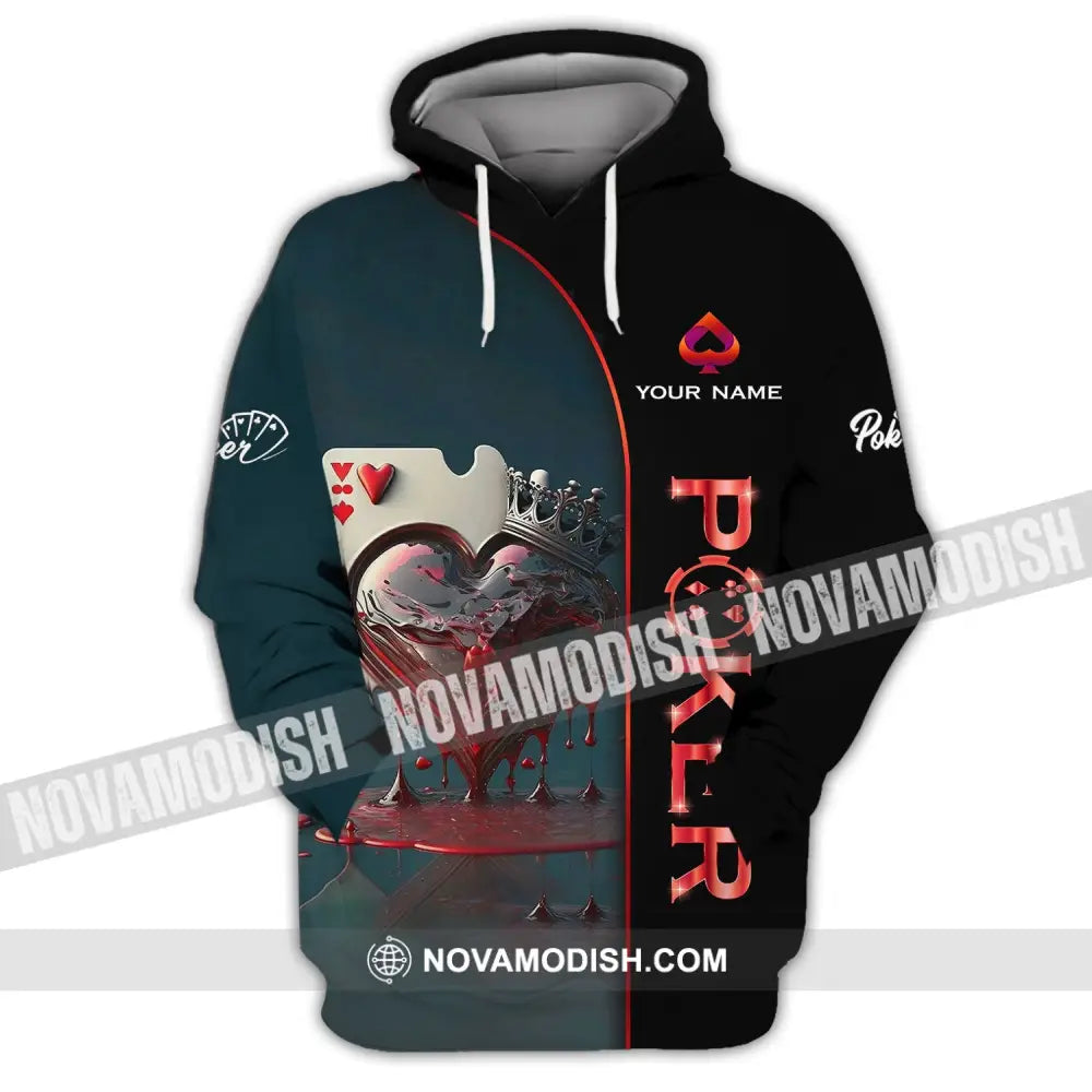Unisex Shirt - Custom Name Shirt - Blood Heart Poker Shirt Hoodie / S T-shirt