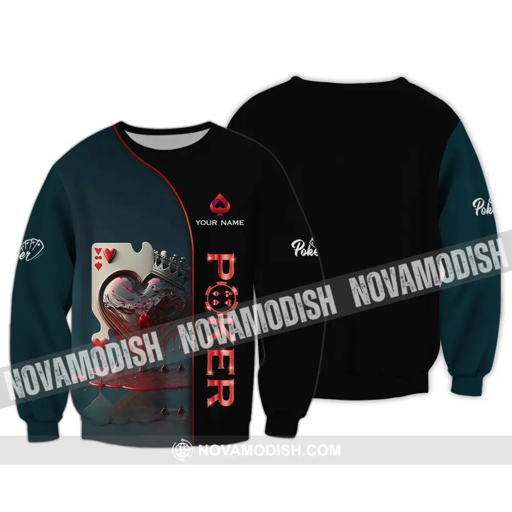 Unisex Shirt - Custom Name Shirt - Blood Heart Poker Shirt Long Sleeve / S T-shirt
