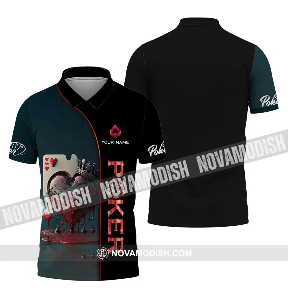 Unisex Shirt - Custom Name Shirt - Blood Heart Poker Shirt Polo Shirt / S T-shirt