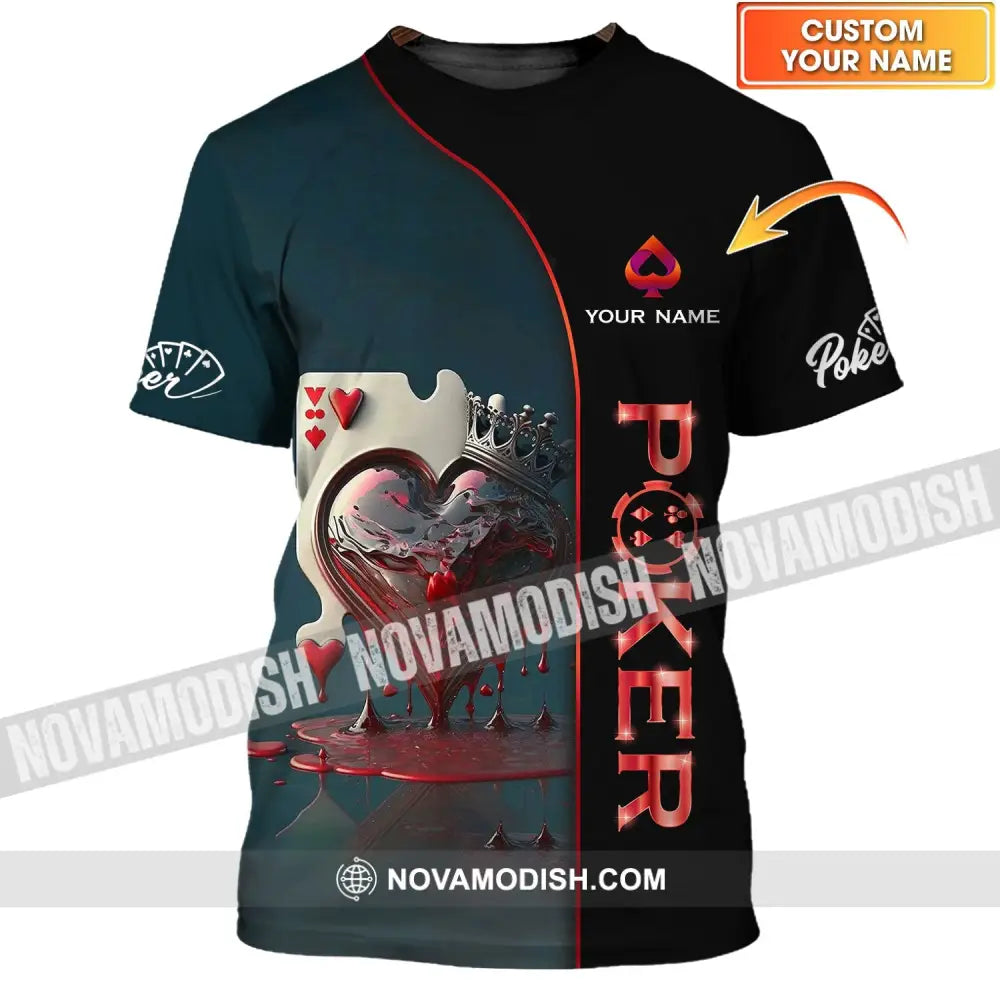 Unisex Shirt - Custom Name Shirt - Blood Heart Poker Shirt T-shirt