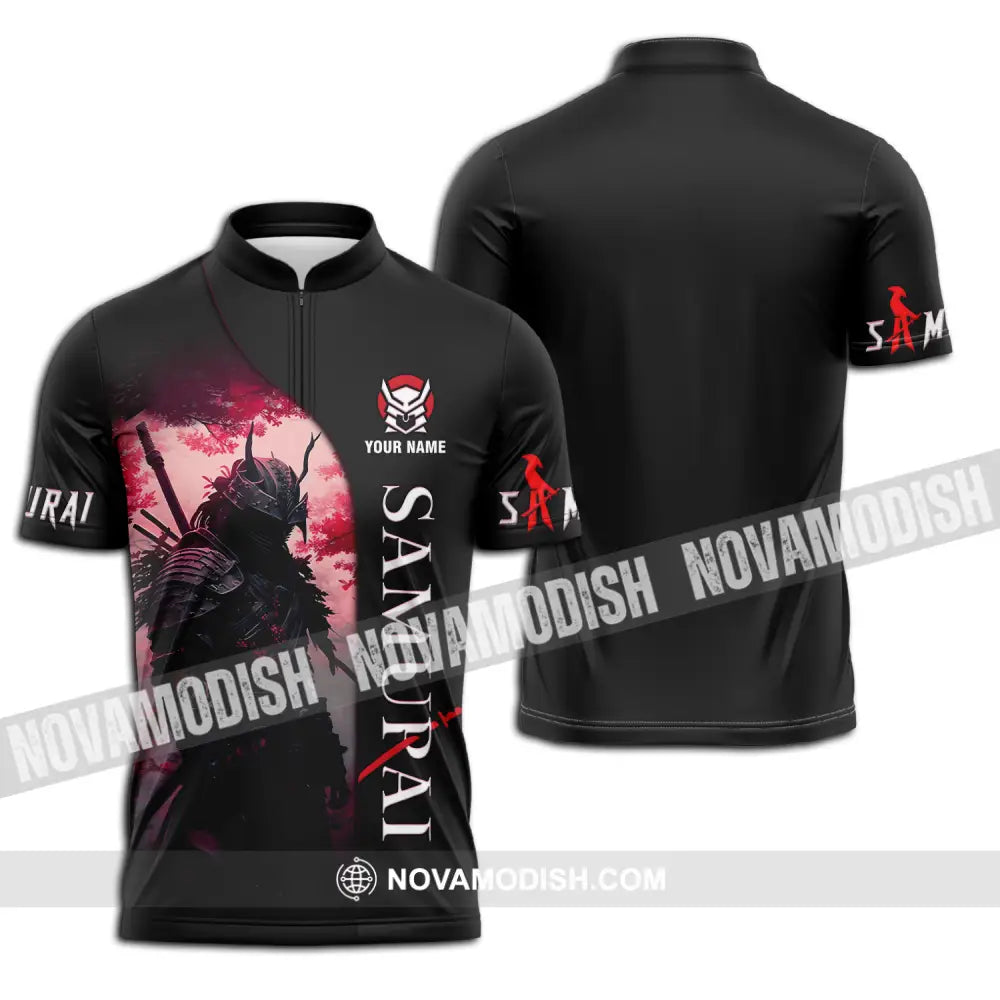 Unisex Shirt - Custom Name Blood Samurai Shirt Zipper Polo Shirt / S T-shirt