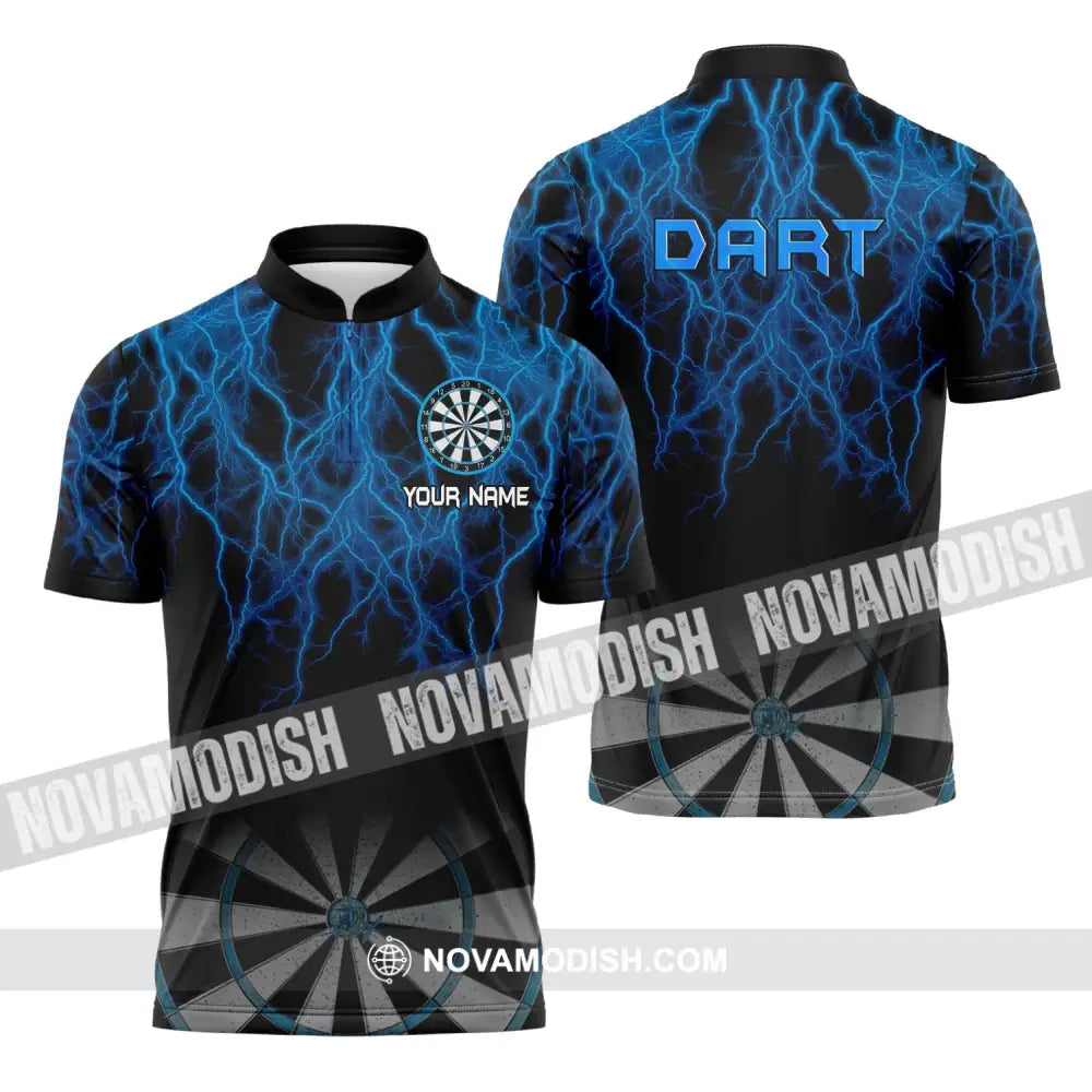 Unisex Shirt - Custom Name Shirt Blue Dart Zipper Polo Shirt / S T-shirt
