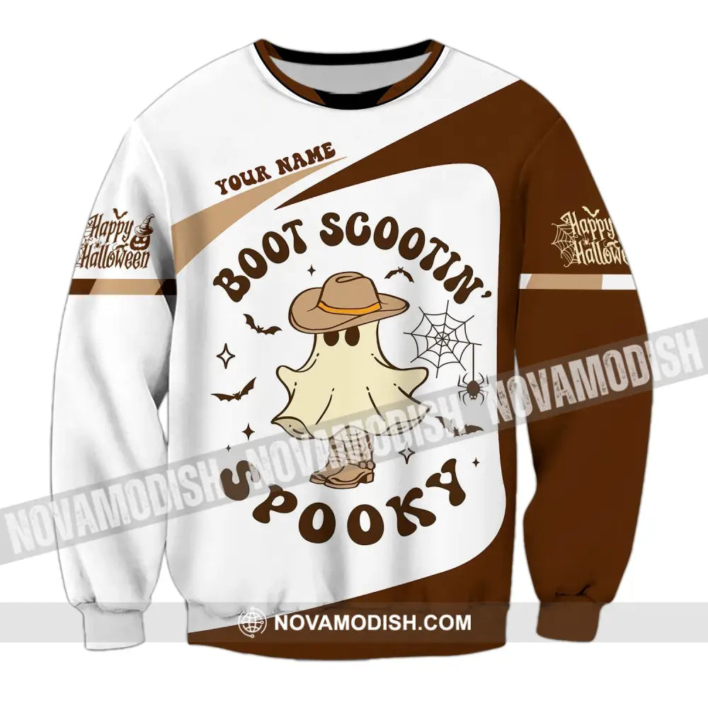 Unisex Shirt - Custom Name Boot Scootin Spooky Long Sleeve / S T-Shirt