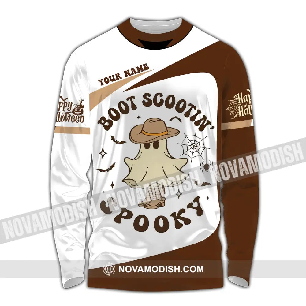 Unisex Shirt - Custom Name Boot Scootin Spooky Long Sleeve / S T-Shirt