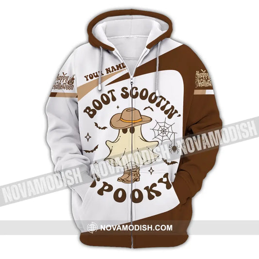 Unisex Shirt - Custom Name Boot Scootin Spooky Zipper Hoodie / S T-Shirt