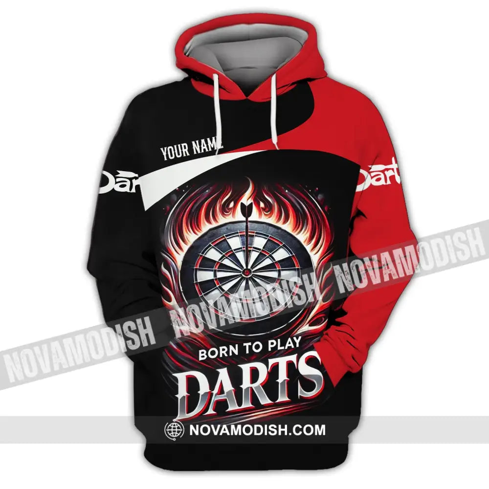 Unisex Shirt - Custom Name Born To Play Dart Hoodie / S T-Shirt