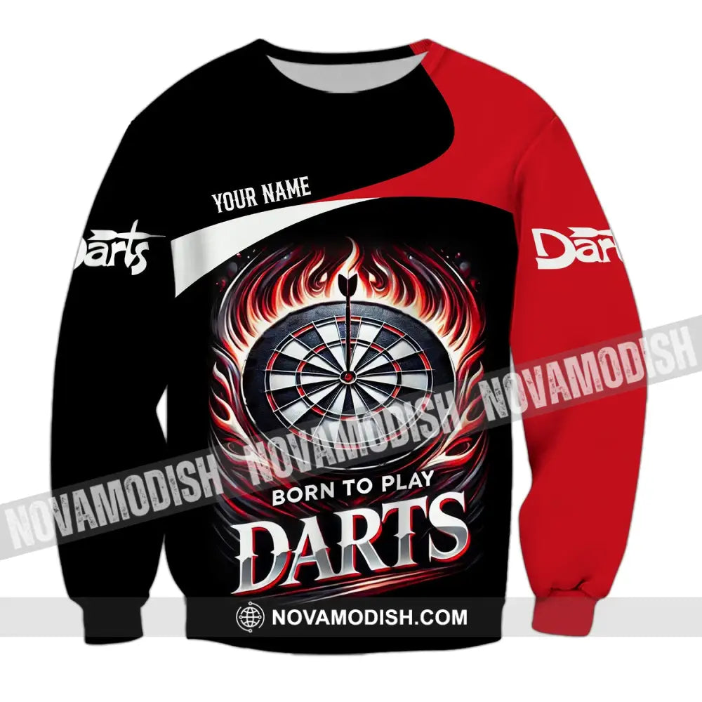 Unisex Shirt - Custom Name Born To Play Dart Long Sleeve / S T-Shirt