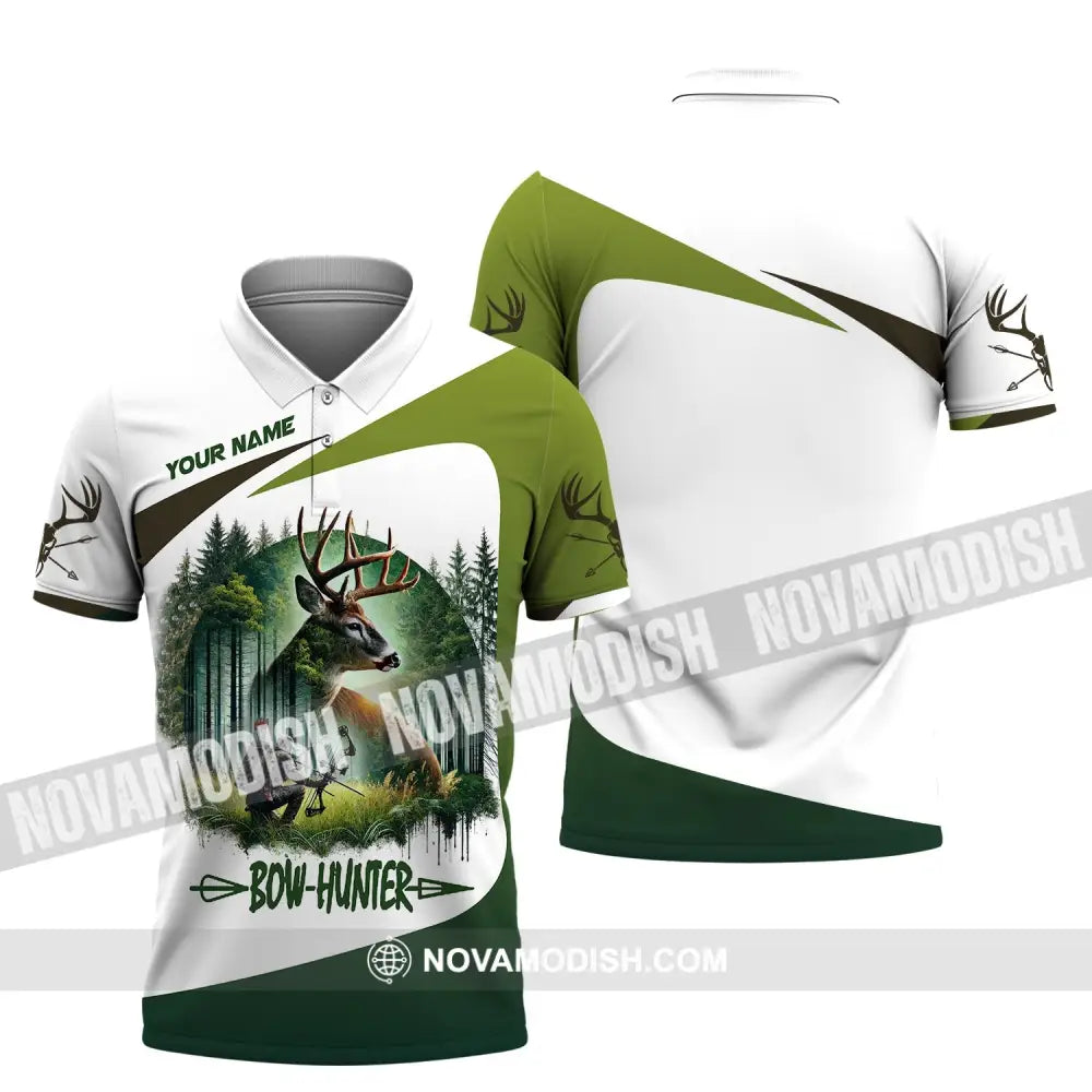 Unisex Shirt Custom Name Bow Hunter Hoodie Polo Long Sleeve / S T-Shirt