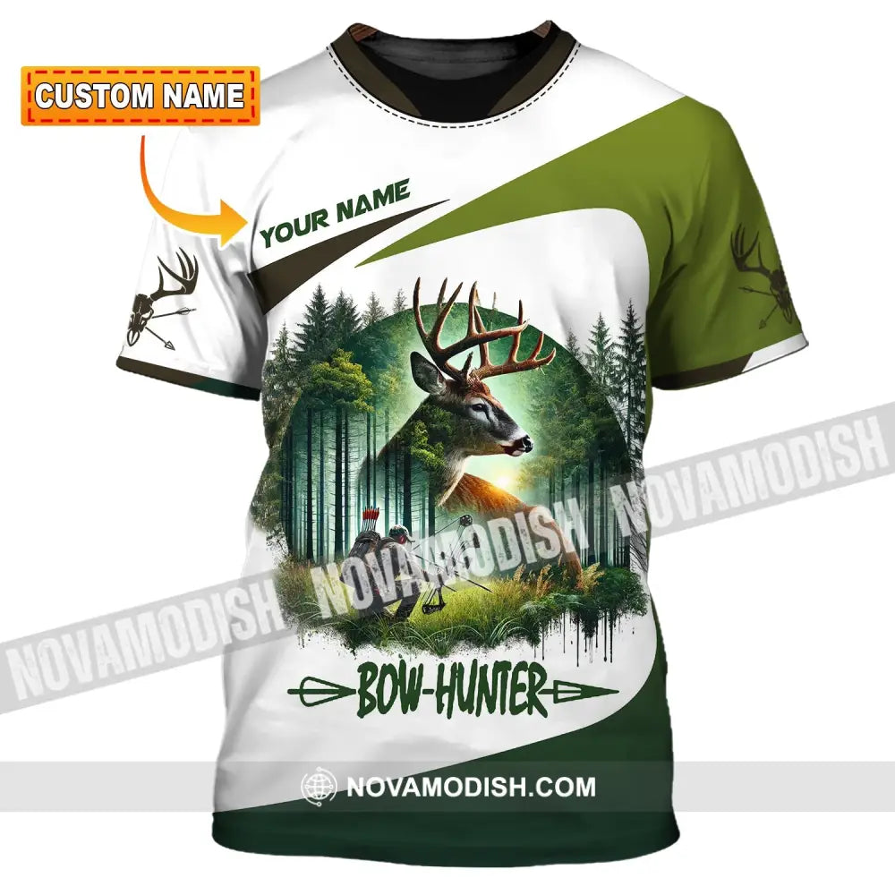 Unisex Shirt Custom Name Bow Hunter Hoodie Polo Long Sleeve T-Shirt