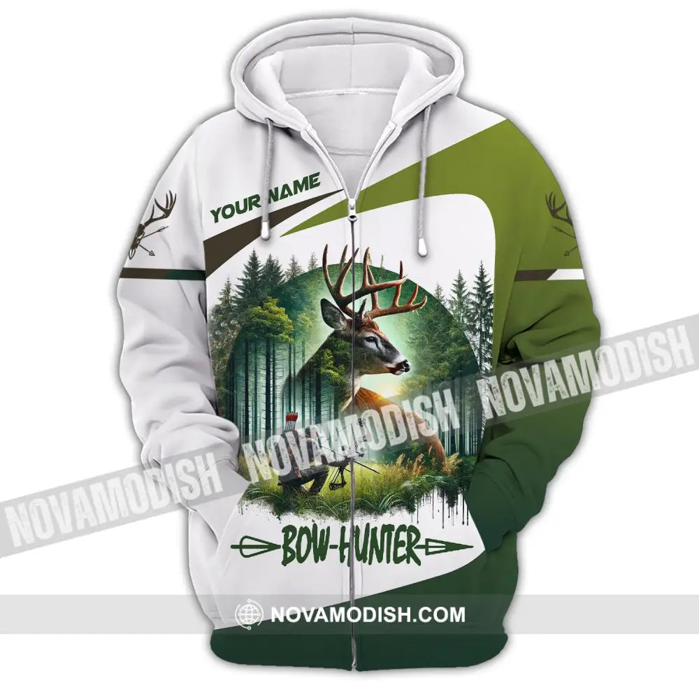 Unisex Shirt Custom Name Bow Hunter Hoodie Polo Long Sleeve Zipper / S T-Shirt