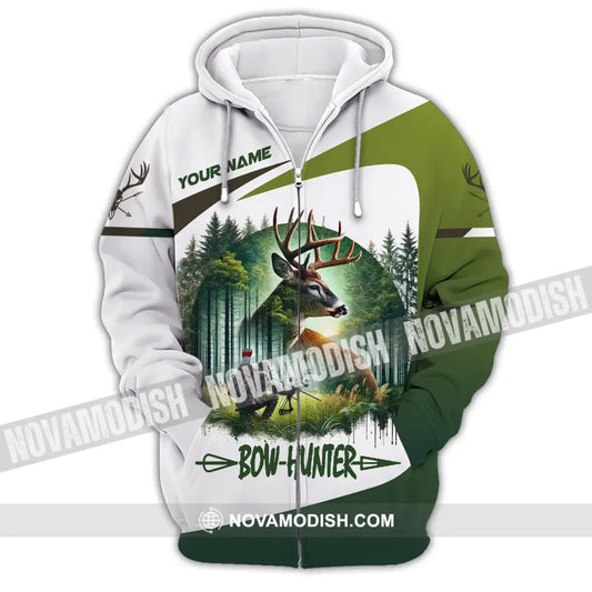 Unisex Shirt Custom Name Bow Hunter Hoodie Polo Long Sleeve Zipper / S T-Shirt