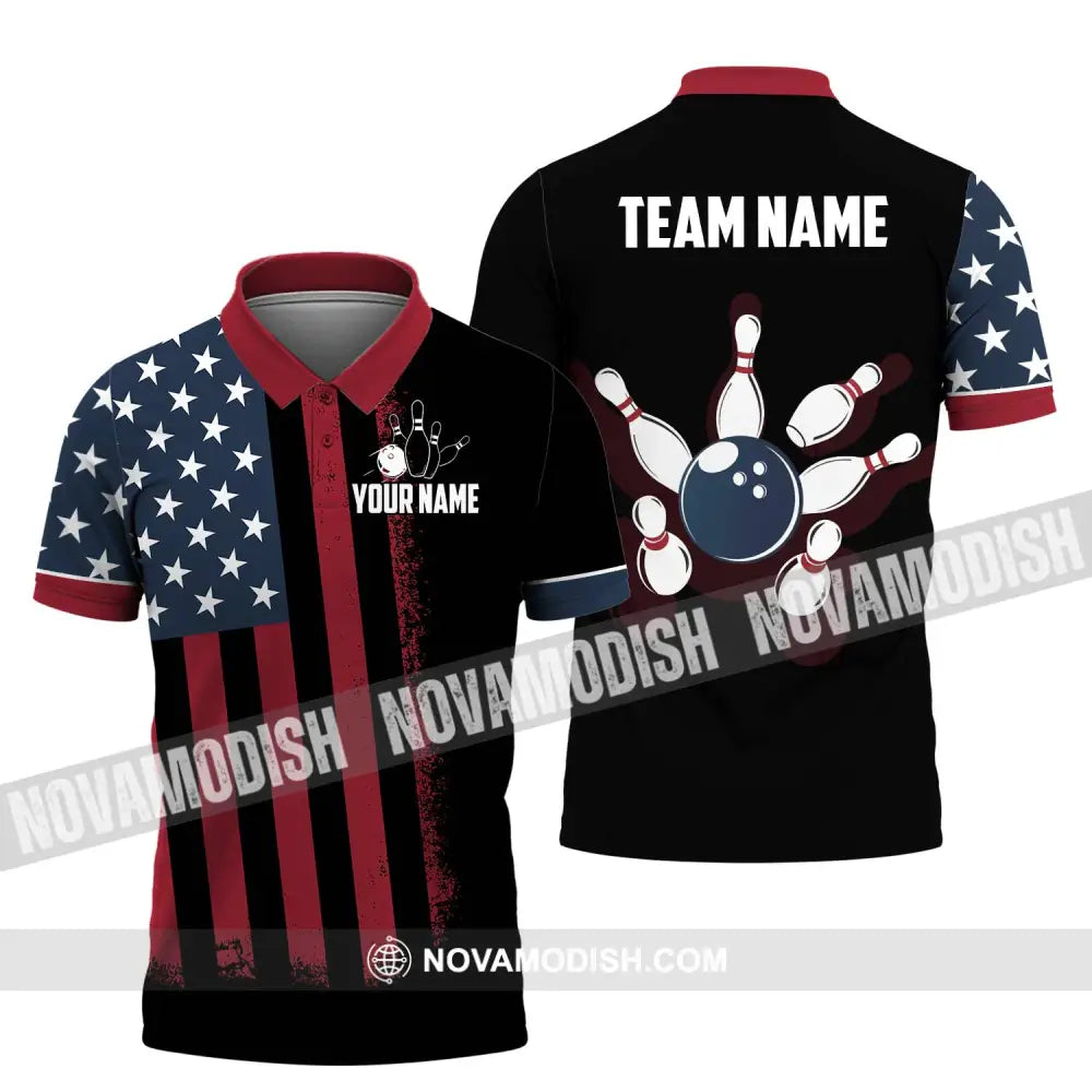 Unisex Shirt - Custom Name Bowling America Shirt Polo Shirt / S T-shirt