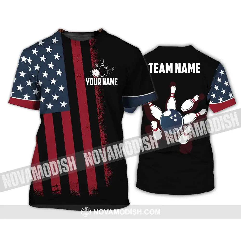 Unisex Shirt - Custom Name Bowling America Shirt T-Shirt / S T-shirt